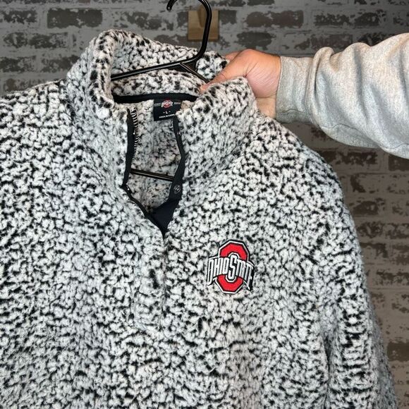 Scarlet and gray authentic apparel Ohio state buckeyes 1/4 button pullover - Picture 3 of 5